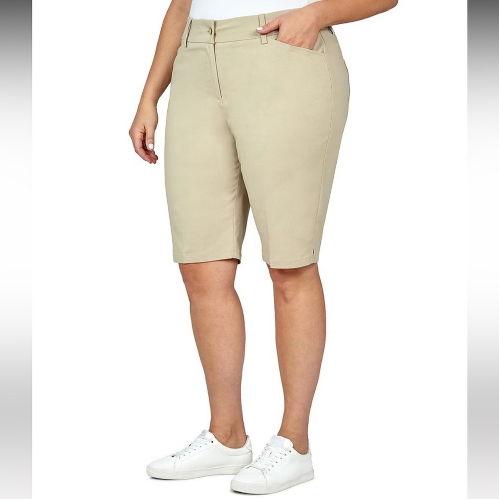 Ruby Rd. Plus Size Flat Front Bermuda Shorts - Picture 2 of 7